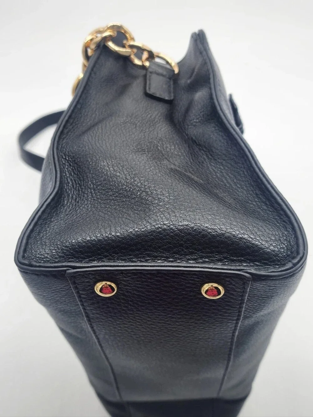 Michael Kors Hamilton Satchel Black Pebbled Leather Gold Hardware